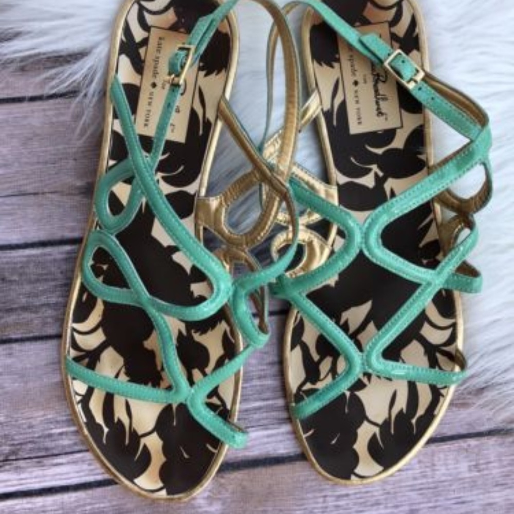 Florence Broadhurst for Kate Spade Teal Sandals